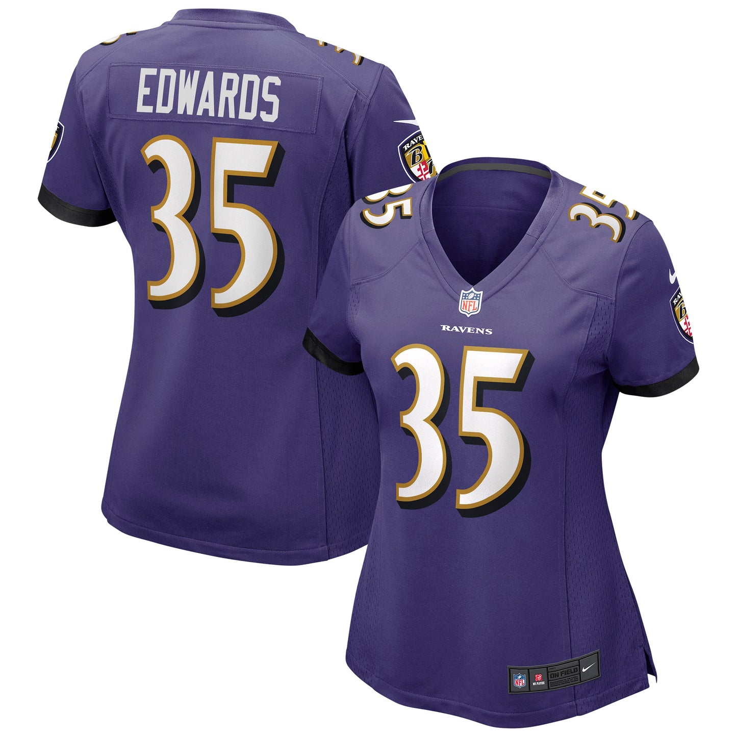 Women's Nike Gus Edwards Purple Baltimore Ravens Game Jersey